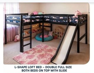 L shaped short loft bed full