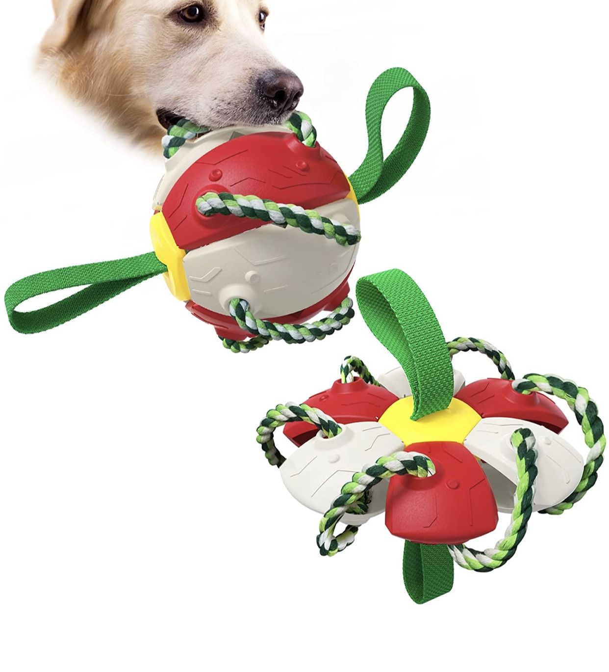 Dog Toys Soccer Ball&Frisbee with Grab Tabs,Interactive Dog Toys for Tug of War,Dog Tug Toy, Dog Water Toy,High Flying Aerodynamic Disc for Dogs Puppy