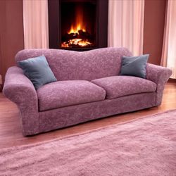 Purple Floral Paisley 90” Tightback Sofa