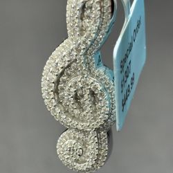 G Clef/Treble Clef Music Note Pendant 1.81ct SS Moissanite VS, D Color