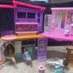 Barbie Doll House Playset Bundle + 5 Barbies + Furniture (Elevator/Swing)