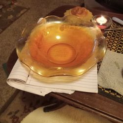 Vintage Marigold Carnival Glass Bowl