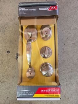 Satin Nickel Entry Door Handle Set