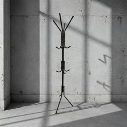 One Black Standing Coat Rack Metal Stand
