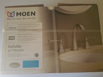 Moen brushed nickel bathroom faucet brand new in the box.