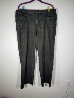 NYDJ Jeans Womens Black Sz 18W Made in USA Stretch Straight Leg Slash Pocket