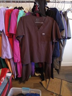 FIGS Scrub Top Brown V-Neck