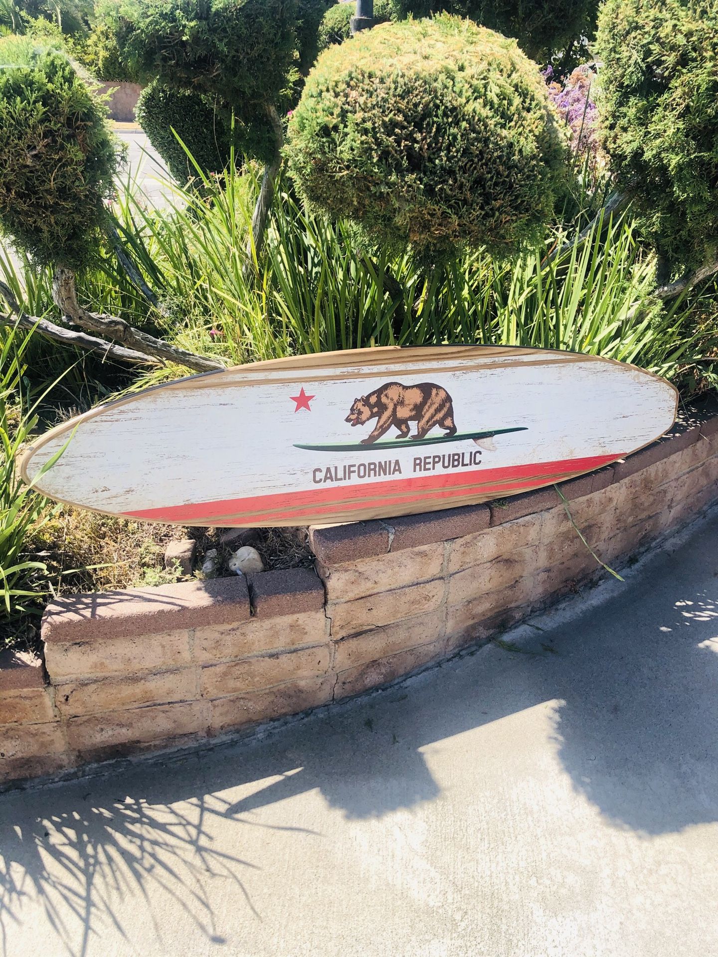 California Republic State Bear Wood Surfboard Beer Bar Man cave mirror