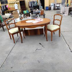 Vintage Wooden Dining Set Maple With Two Retro Chairs
