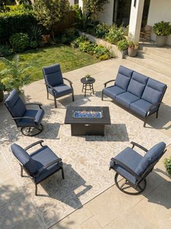 Aluminum patio furniture aluminum patio set outdoor patio furniture fire pit propane ✅🆕☑️