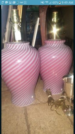 Cranberry Lightolier Lamp Pair