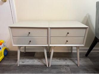 West Elm Pebble Grey Midcentury 2 Nightstands