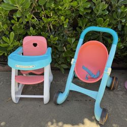 Kid Toys stroller And High chair 