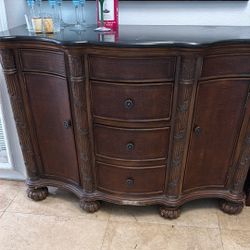 Beautiful Wood Hutch With Black Marble Top