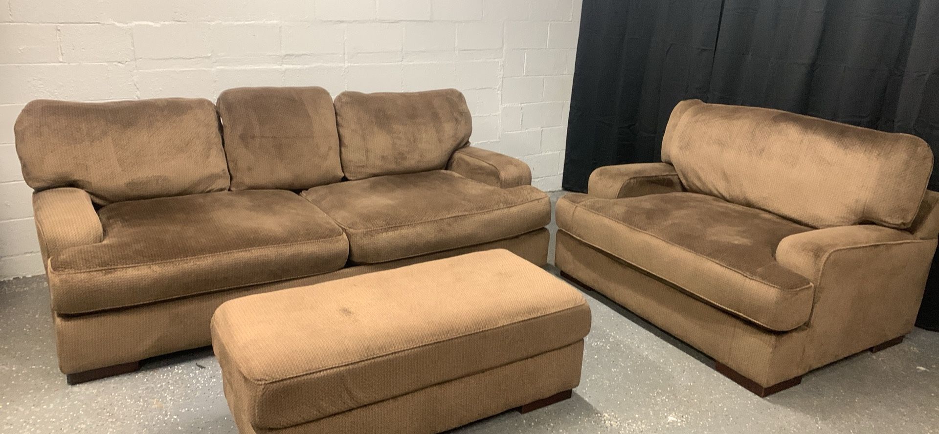 Sofa Couch Loveset Chair And A Half Ottoman Brown Fielding Set By Ashley Furniture Plush Deep Seat