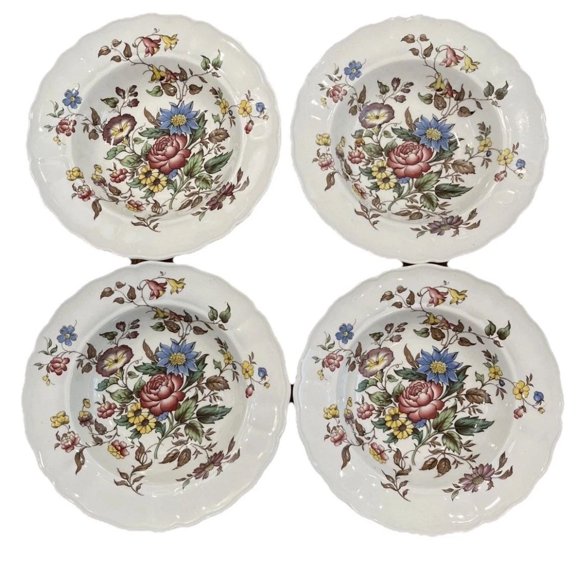 Royal Petal Soup Bowl Dish Marlborough Celia Set Lot Flower 4 Vintage Grindley