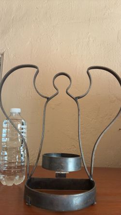 Angel cast iron rustic candle holder
