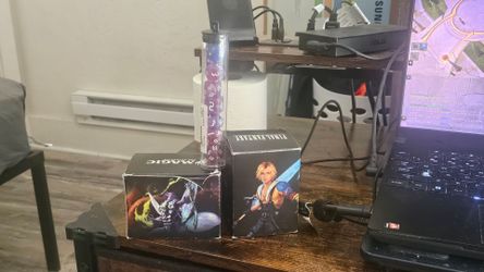 Magic the Gathering and Pokémon cards. 2 mtg precons. 1 Pokémon precon and a few hundred loose cards