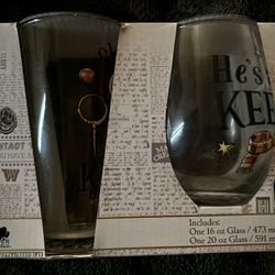 Harry Potter He/she A Keeper Rounded Glass Set 