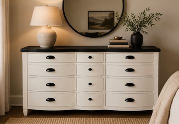 Two-Toned 12-Drawer Dresser | Red Peek-Boo Drawers