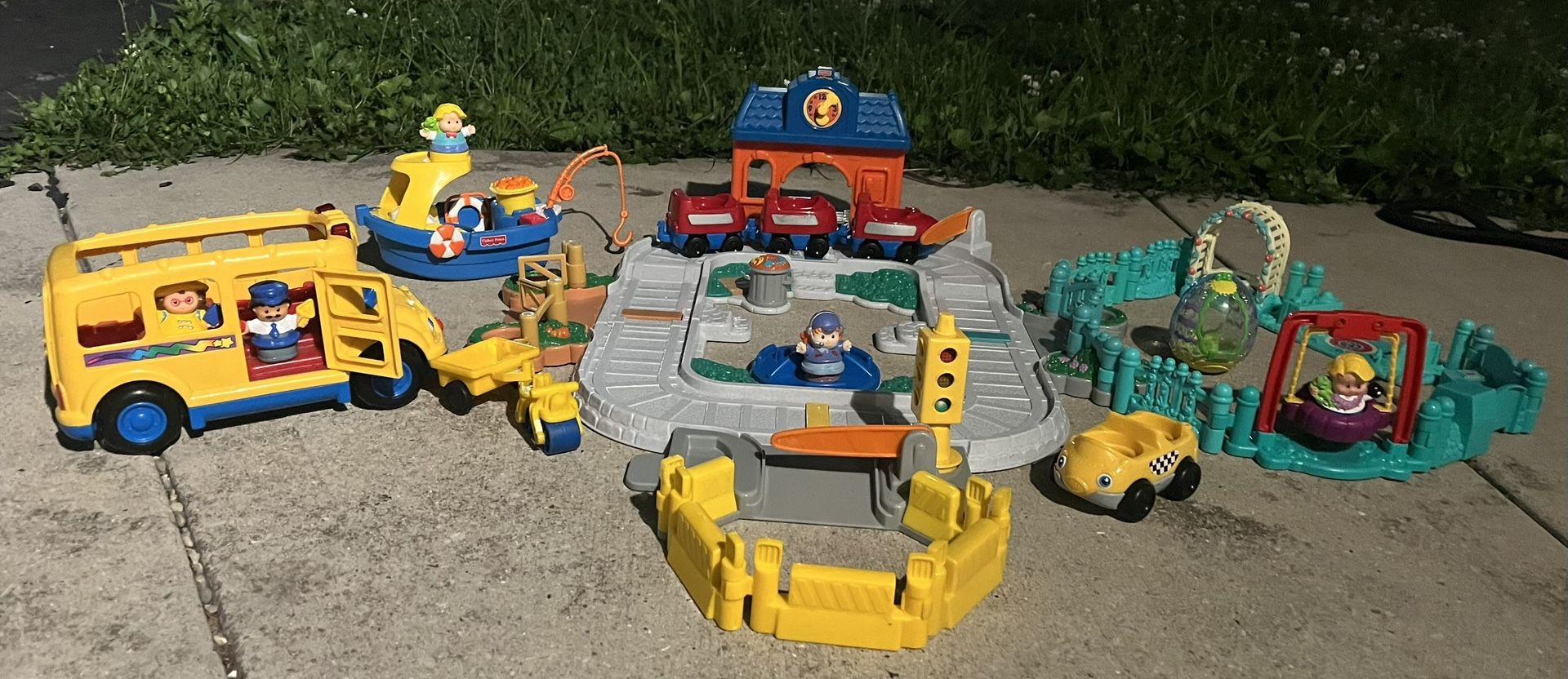 Little People Train Station Set And Boat Set And Bus Set