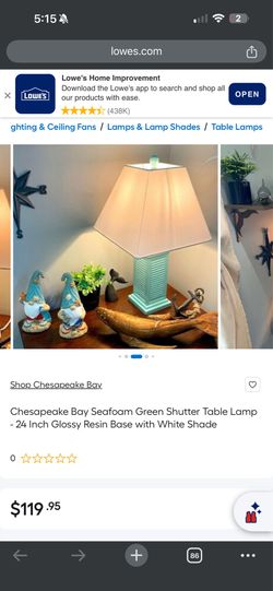 Chesapeake Bay Seafoam Green Shutter Table Lamp - 24 Inch Glossy Resin Base with White Shade
