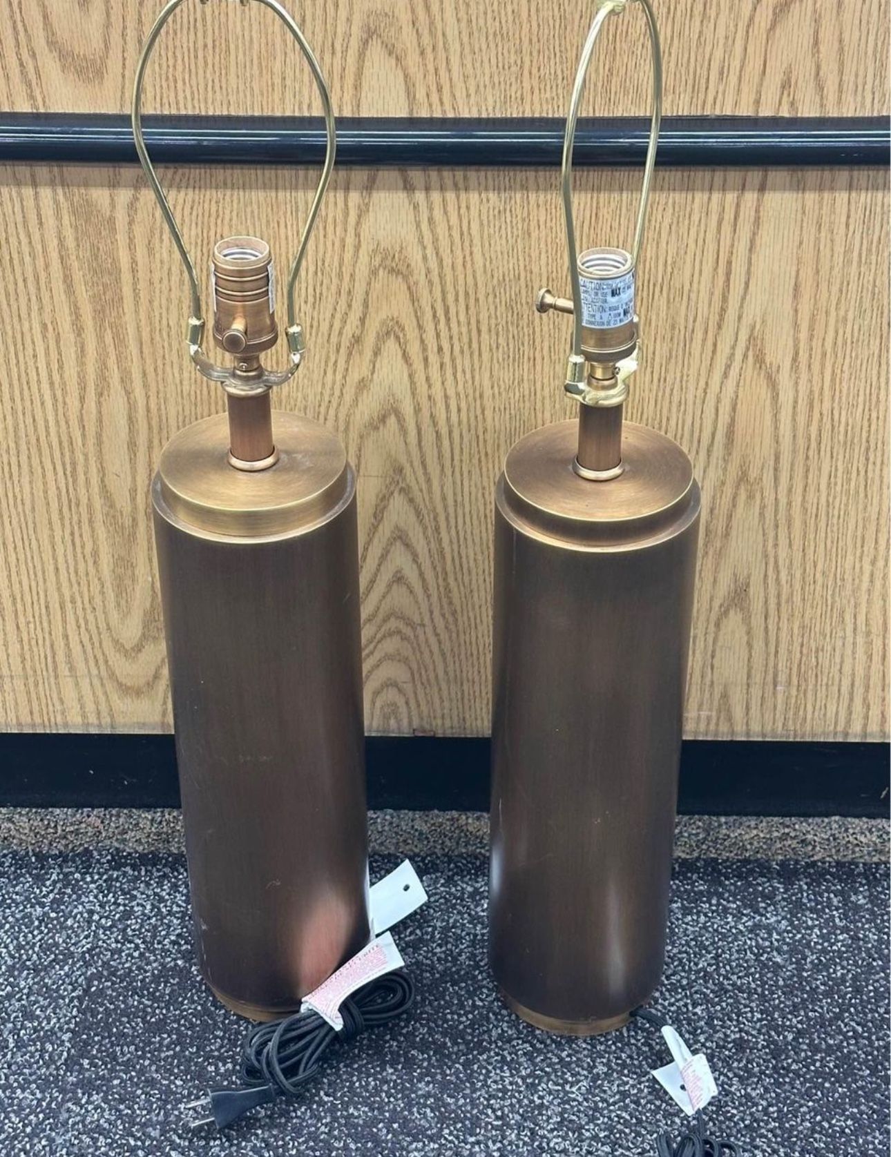 Bronze Mid-Century Cylindrical Form Table Lamps