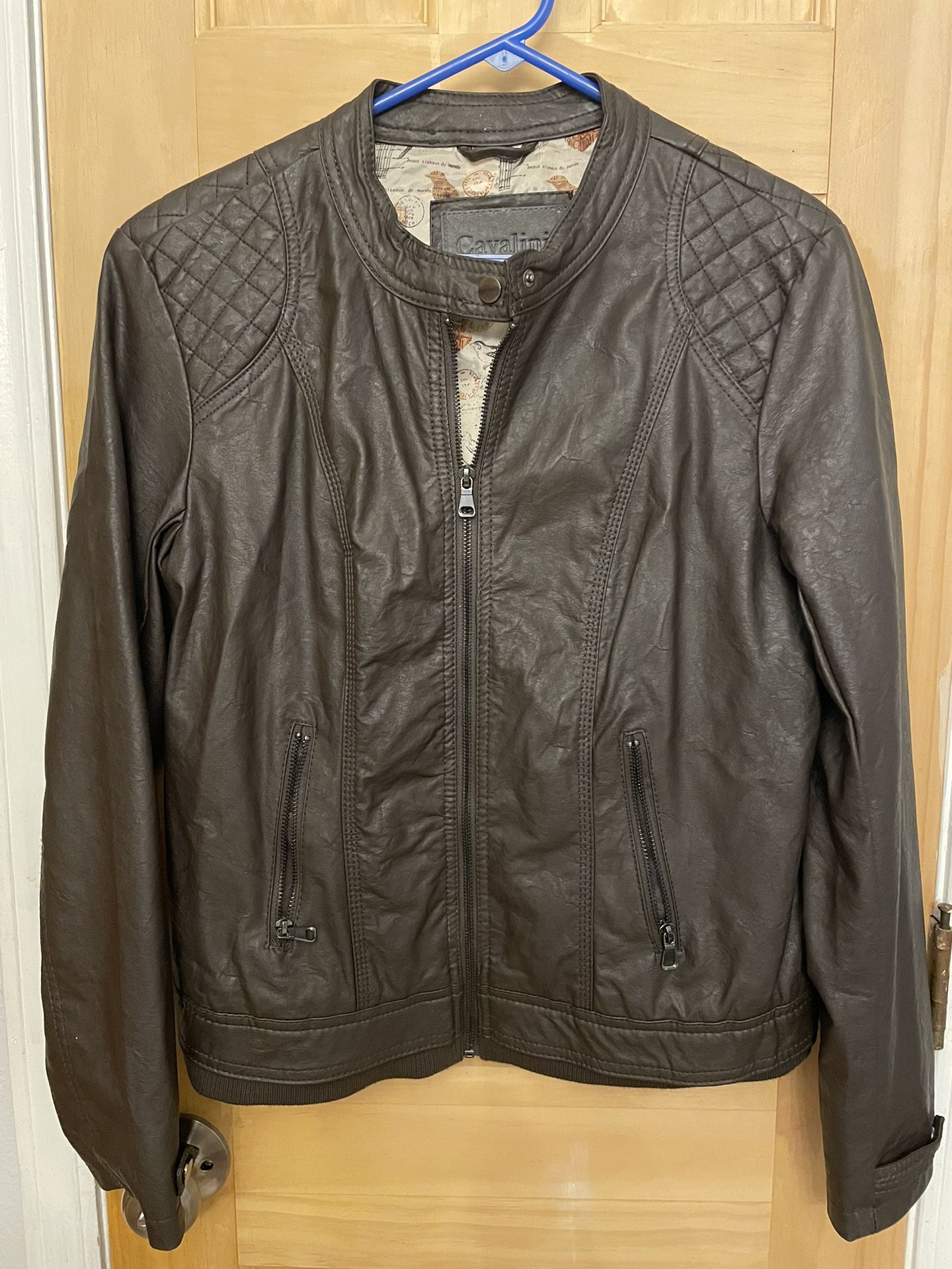 Brown Leather Jacket Womens L