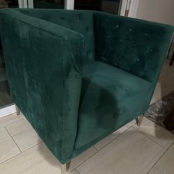 (2) Green Velvet Chairs
