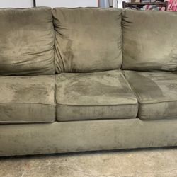 Olive green microfiber 84” sofa     