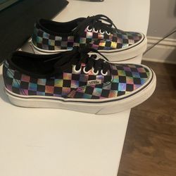VANS Slip On Iridescent Rainbow Checkerboard Shoes men’s (4) women’s (5.5)