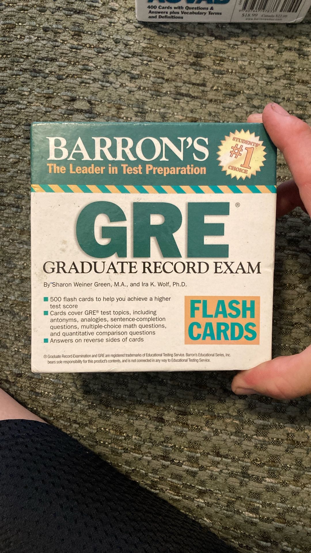 Barrons GRE graduate, record exam flashcards