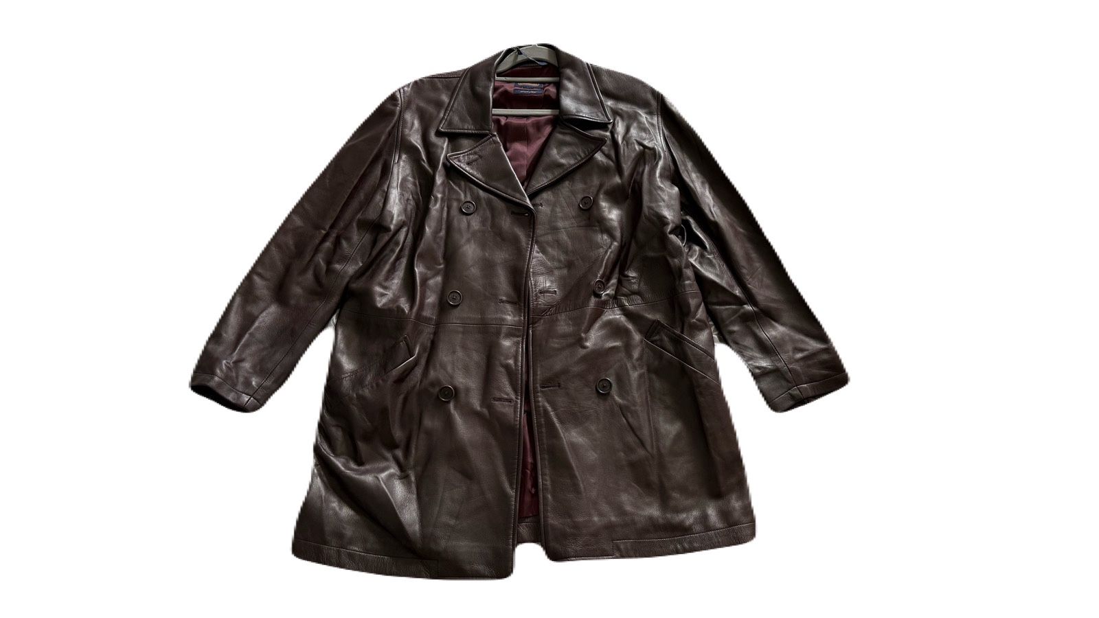 Coach Men’s Vintage Leather Trench Coat Brown L Made in USA