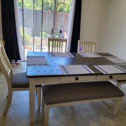 Milk Cream Country Farmhouse Dinning Table 