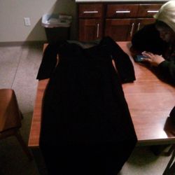 Long, Black, Satin Dress