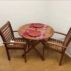 BRAND NEW 100% FSC Solid Wood 3 Piece Round Folding Bistro Set
