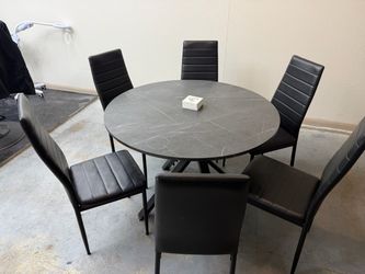 GRAY AND BLACK MARBLE LOOK TABLE SET