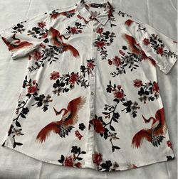 Atlanl Crane Floral Button-Up Shirt, a short  Size  XL
