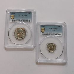 1965 Graded & Certified Quarter & Dime Coins  PCGS SP67