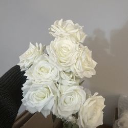 2 Batches of Fake White Roses