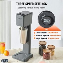 Commercial Milkshake Blender, 375W Single Head Drink Mixer Machine, 3-Speed Stainless Steel Cup Milkshake Maker for Shops
