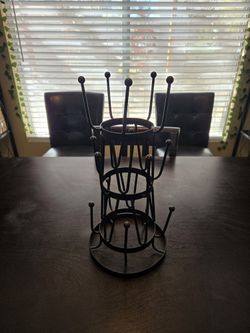 Coffee Cup Display Stand, Black Metal, Heavy Duty In Great Shape