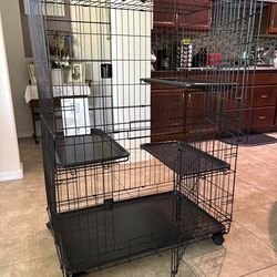 Only $45: Large 3-Tier Cat Cage Playpen, Easy to Clean Removable Tray, Front Doors,Portable,Foldable