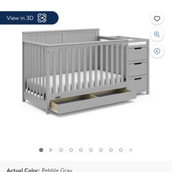 Graco Hadley 5-in-1 Convertible Baby Crib and Changer, Pebble Gray