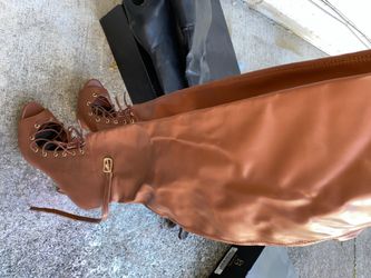 Over the knee peep toe boots sz 7.5