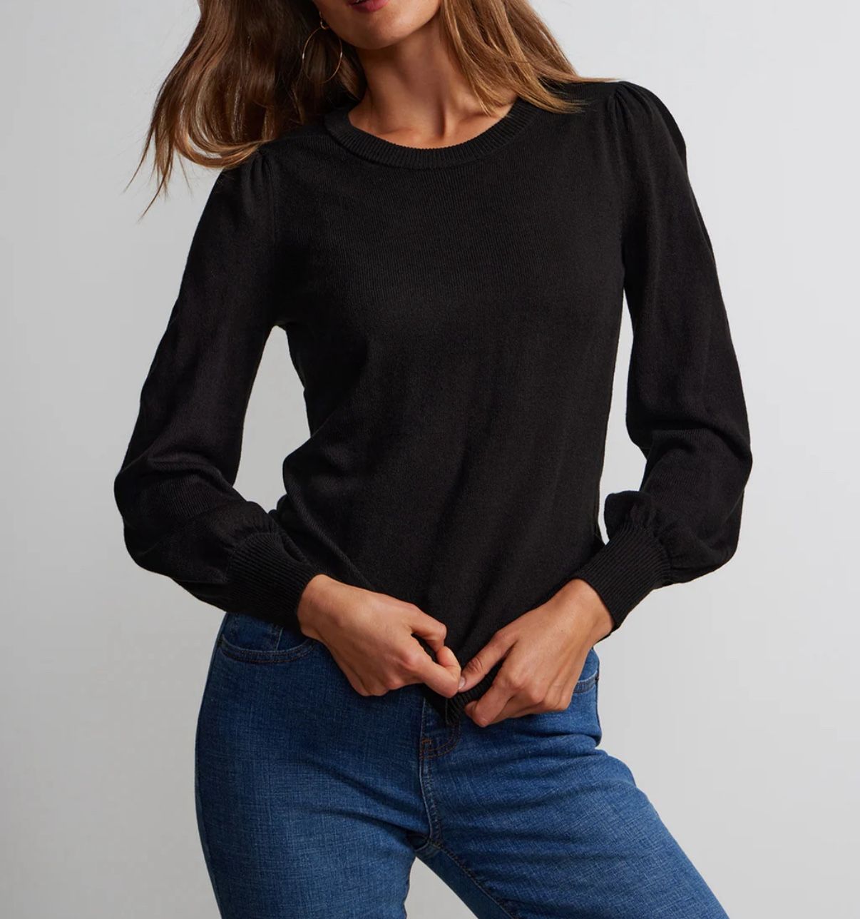Madewell Women's Black Puff Sleeve Sweater Top Size 2XS