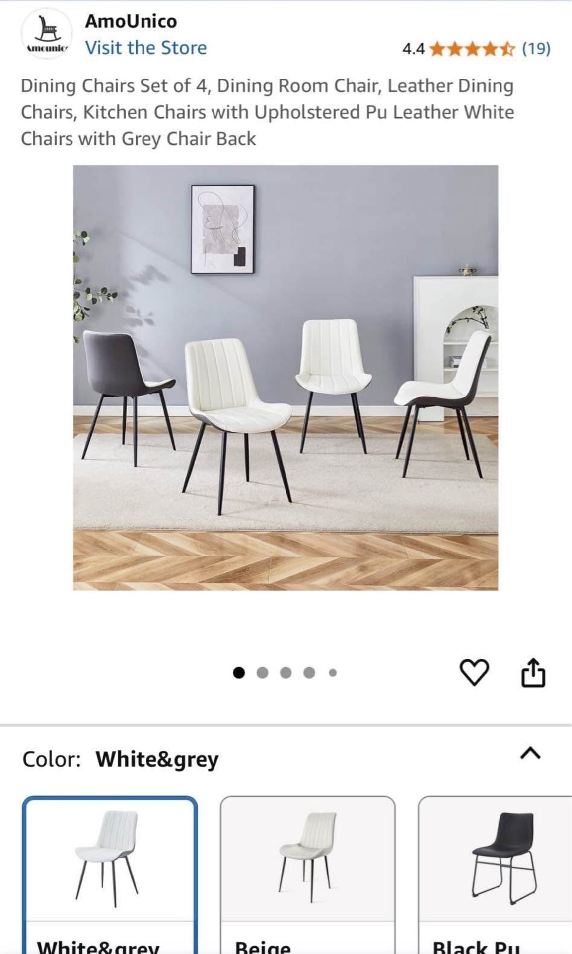 AmoUnico White & Grey Leather Dining Room Chairs (two sets of 4)