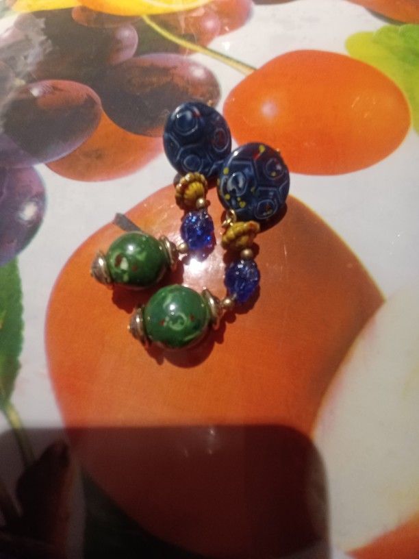 Green And Blue Earrings 