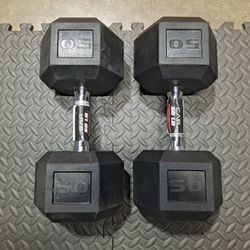 2 CAP 50lb RUBBER HEX DUMBBELLS- BRAND NEW-  $100 FIRM 