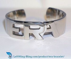 Cuff Bracelet Stainless Steel OS Equal Rights ERA Unisex Solid Heavy Leftwing Bling Silver Color